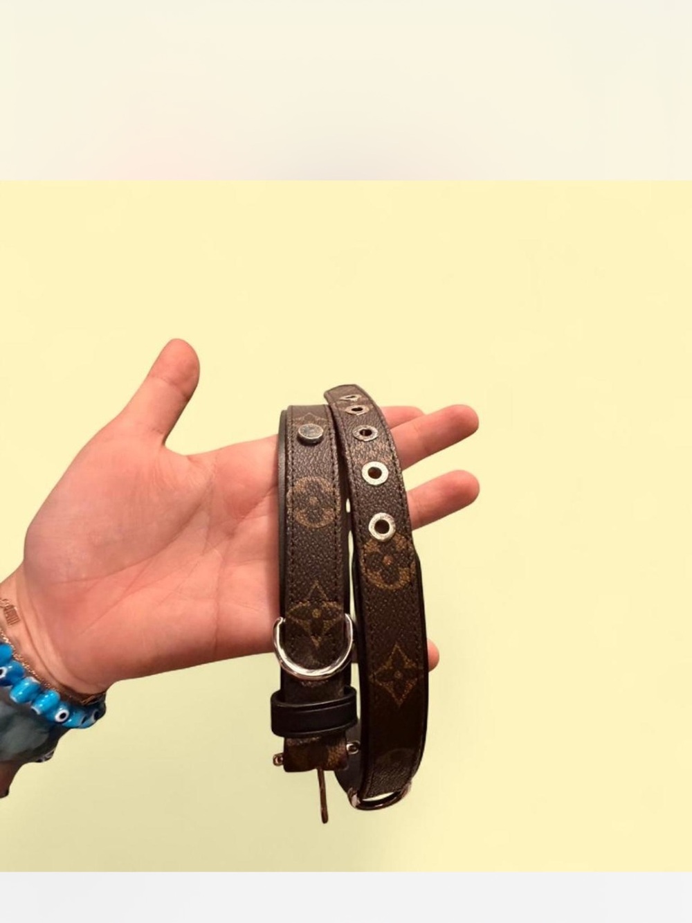 Louis Vuitton Brown Monogram Leather Belt with Silver Hardware
